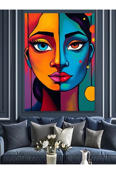 Tablomega Față de femeie abstractă Pânză decorativă - Lemn MDF Pictură