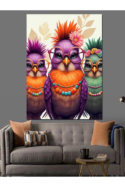 Tablomega Pânză decorativă Colorful Parrots Gang - Lemn MDF