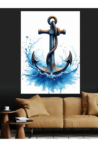 Tablomega Διακοσμητικός καμβάς Anchor Sea Design - Ξύλινος πίνακας MDF