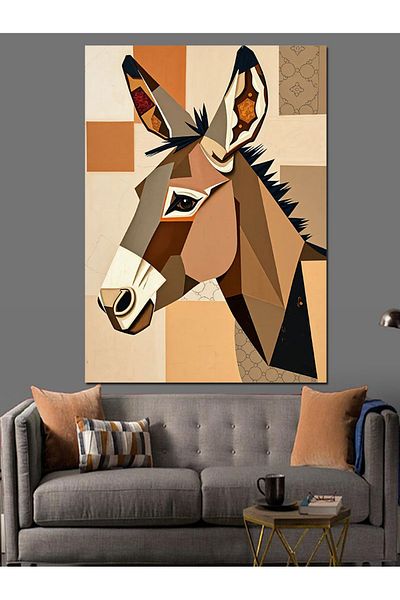 Tablomega Pânză decorativă cu design abstract de măgar - pictură din lemn MDF