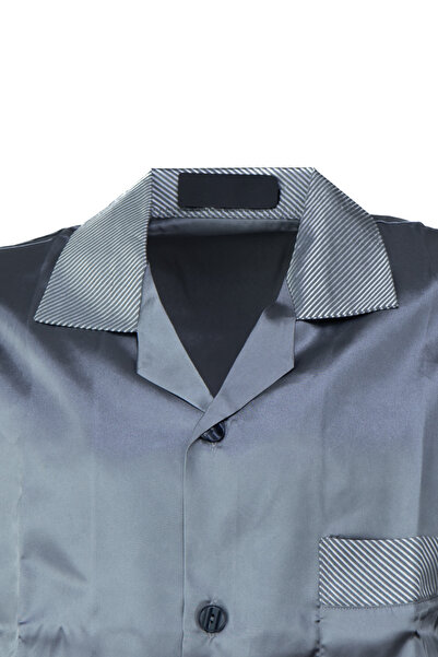 Oppland Чоловічий елегантний класичний піжамний комплект з преміум-сатину з кришталевим візерунком і кишенями, повний крій