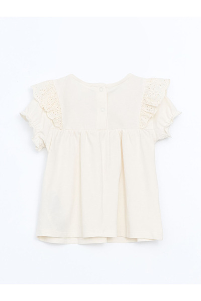 LC Waikiki Ecru Crew Neck Embroidered Baby Girl Blouse and Leggings 2-Piece