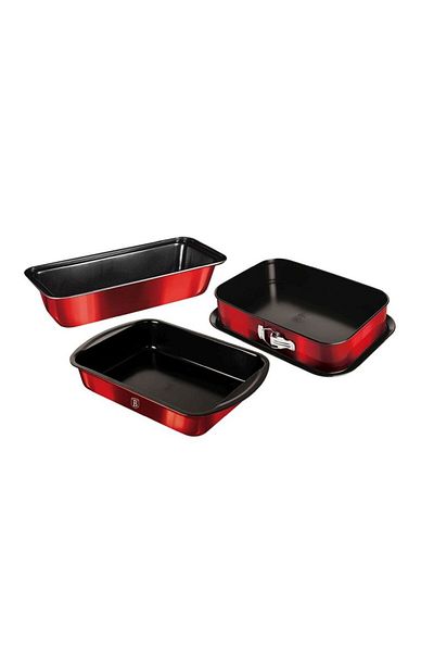 Berlinger Set of 3 titanium-coated baking tins Burgundy Metallic Line