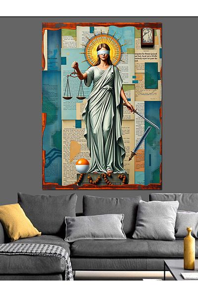 Tablomega Statuia Dreptate Pânză Decorativă - Lemn MDF