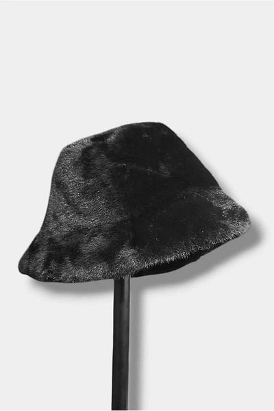 roseberry Black Bucket Model Foldable Soft Plush Women's Hat - R1186