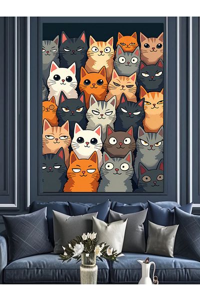 Tablomega Pânză decorativă Colorful Cat Community - Lemn MDF