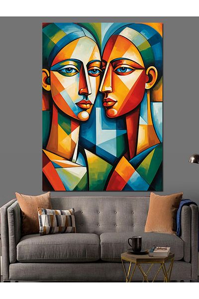 Tablomega Pânză decorativă cu figură dublă abstractă - pictură din lemn MDF