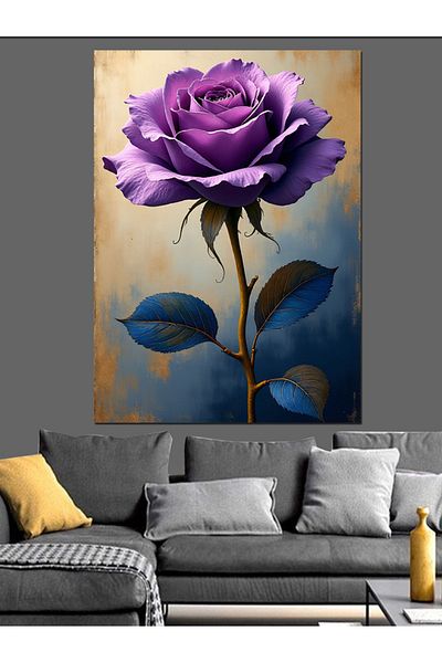 Tablomega Pânză decorativă cu o singură trandafir violet - Lemn MDF