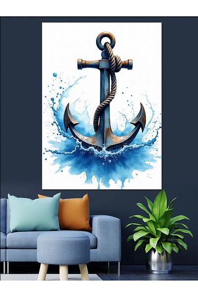 Tablomega Διακοσμητικός καμβάς Anchor Sea Design - Ξύλινος πίνακας MDF