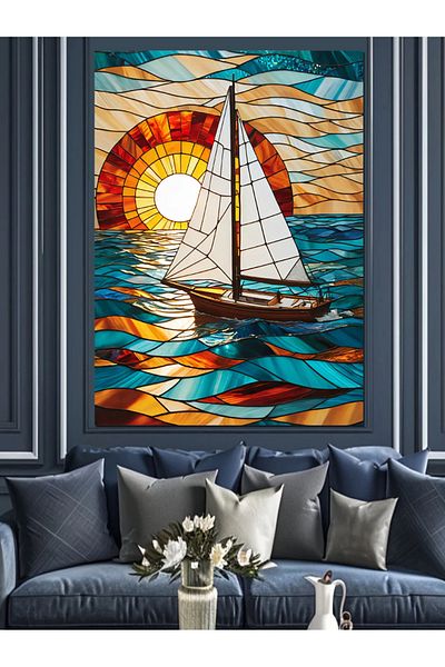 Tablomega Διακοσμητικός καμβάς Sail at Sunset - Ξύλινος πίνακας MDF