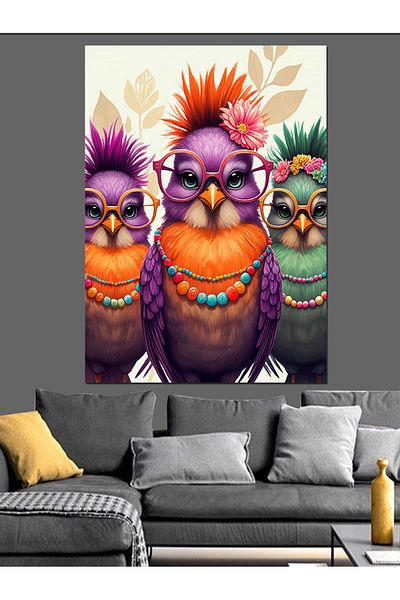 Tablomega Pânză decorativă Colorful Parrots Gang - Lemn MDF