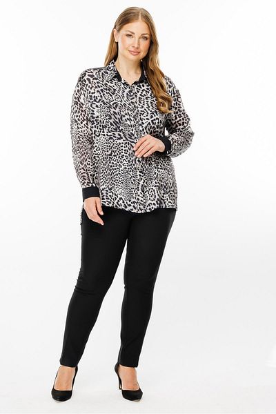 Moda İlgi Big Size Women Loose Shirt Zebra Pattern 4089 Black