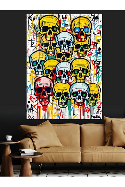 Tablomega Pânză Decorativă Graffiti Skulls - Lemn MDF