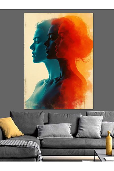 Tablomega Pânză decorativă cu siluetă dublă colorată - Lemn MDF