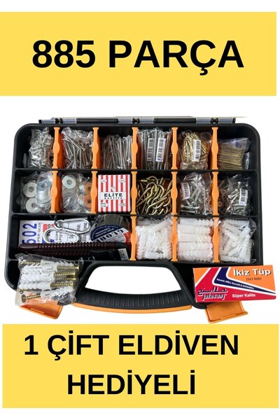 Hesaplı Hırdavat Vida Çantası 885 Parça Set