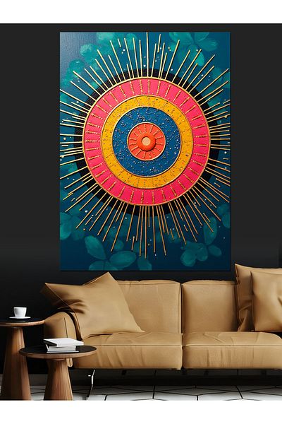Tablomega Pânză decorativă cu motiv solar energizant - Lemn MDF