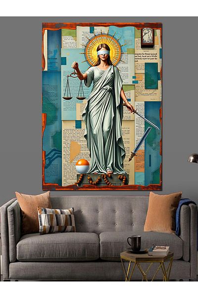 Tablomega Statuia Dreptate Pânză Decorativă - Lemn MDF