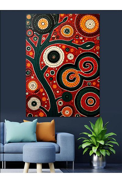 Tablomega Pânză decorativă cu model spirală roșie - MDF Lemn