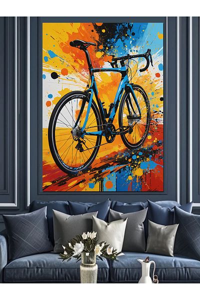 Tablomega Pânză decorativă cu model de biciclete albastre - MDF Lemn