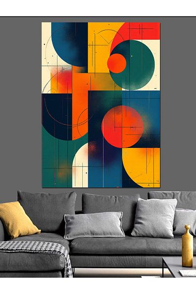 Tablomega Pânză decorativă cu culori abstracte geometrice - pictură din lemn MDF
