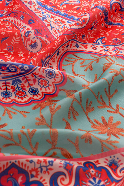 Bursa İpek Coral Paisley Pattern Soft Shawl