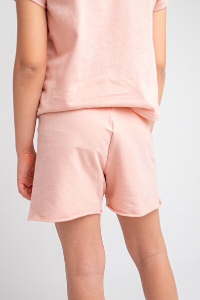 Zeyland Kız Çocuk Pudra Bel Lastikli Asimetrik Kesim Şort (4-12YAŞ)