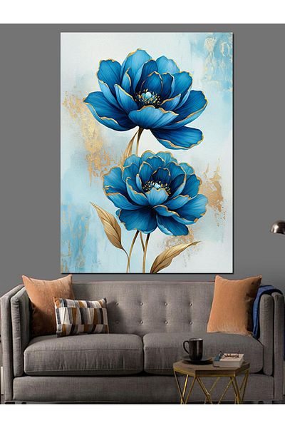 Tablomega Διακοσμητικός καμβάς Blue Flower Spring - Ξύλινος πίνακας MDF