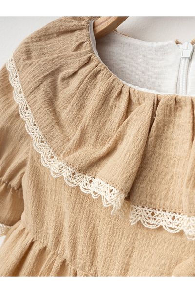 Lumia Baby Bow Detailed Lace Embroidered Baby Girl Dress