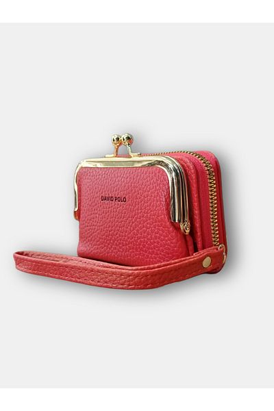 KY Women's a Quality Scholarship Clip-On Accordion Card Holder Wallet Red Small Mini Size