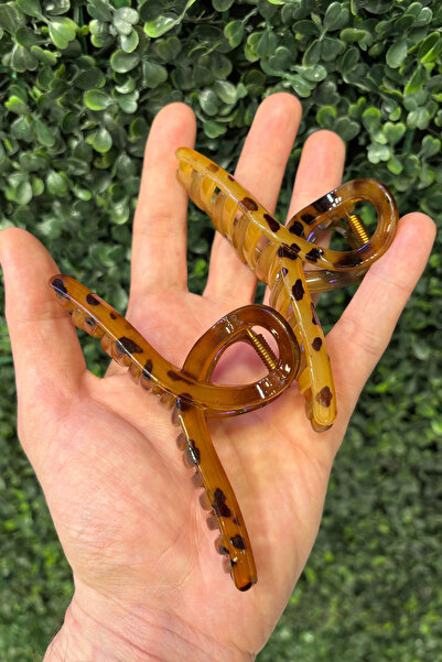 Barly Sütlü Kahve ve Koyu Kahverengi 2'li Leopar Mandal Toka