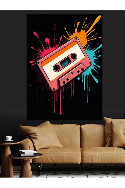 Tablomega Casetă Colorată Graffiti Pânză Decorativă - Lemn MDF Pictură