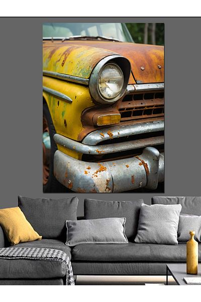 Tablomega Διακοσμητικός καμβάς Rusty Classic Car - Ξύλινος πίνακας MDF