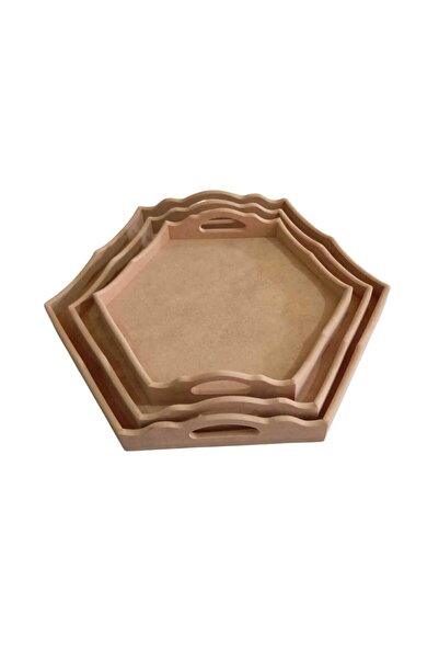 st koleksiyon hobi antika Mdf Set of 3 Hexagonal Trays