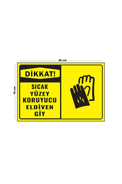 Lucena Metal Caution Wear Hot Surface Protective Gloves 15 cm X 20 cm Warning Sign Directional Sign