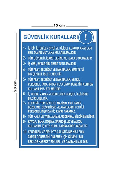 Lucena Metal Safety Rules 15 cm X 20 cm Warning Sign Direction Sign