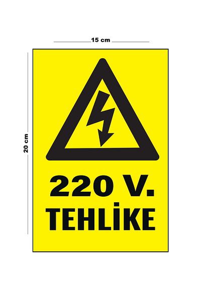 Lucena Metal 220V Hazard 15 cm X 20 cm Warning Sign Direction Sign