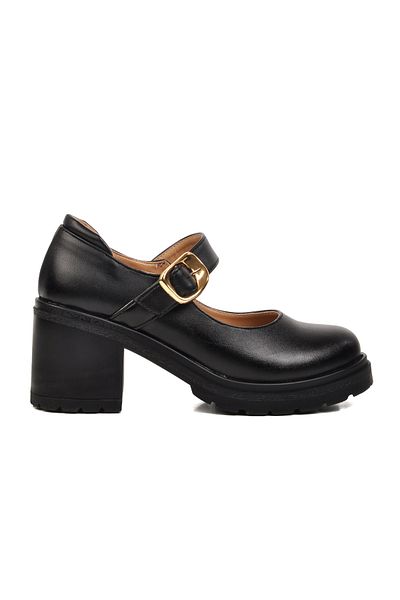 AYAKMOD Black Heeled Women's Casual Shoes 572403   Z