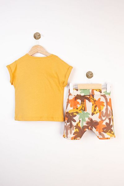 Miniworld Summer Tropical Pattern Printed Short Sleeve Shorts 2-Piece Baby Girl Set