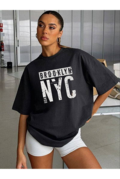 MODASHOT Γυναικείο Crew Neck - Βαμβακερό μπλουζάκι Unisex Brooklyn New York P...