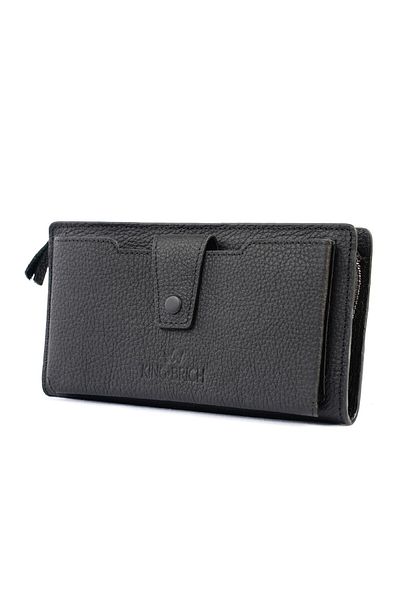 king brich Genuine Leather Wallet with Front Pocket and Snap Closure