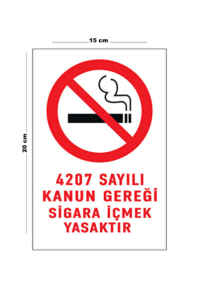 Lucena Metal 4207 Sayılı Kanun Gereği Sigara Içmek Yasaktır 15 Cm X 20 Cm Uya...
