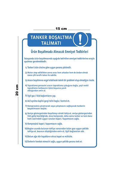 Lucena Metal Tanker Unloading Instruction 15 cm X 20 cm Warning Sign Direction Sign