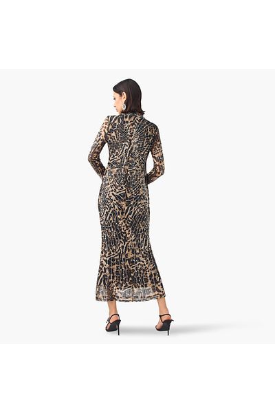2Xtremz 2Xtremz Mesh Embellished Dress with Long Sleeves and High Neck