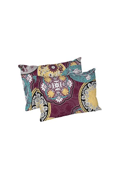 ALCAM Set Of 2 Mandala Pillows, Quilted Microfiber, 50x70 Cm