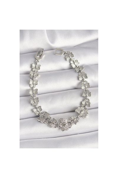 Skygo Brass Silver Color Zircon Stone Butterfly Model Chain Women's Bracelet - Tj-Bb6835