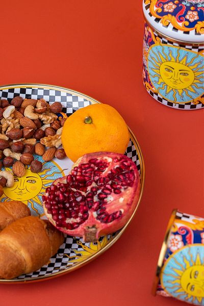 EMAYlab Mısharu 26 Cm Decorative Enamel Tray / Serving Presentation Plate
