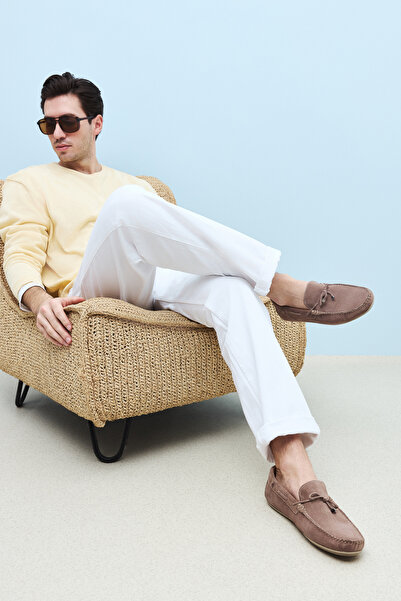 Ziya Men's Genuine Leather Shoes - 1511007 Zb012 Sand Model