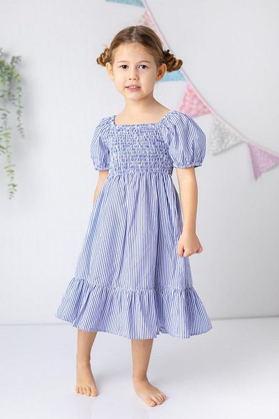Zeyland Girl's Striped Gimped Woven Midi Dress