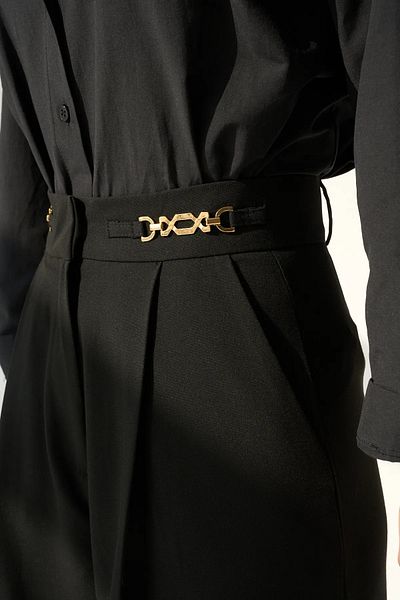 My Blog Black Accessory Detailed Palazzo Trousers - 251008