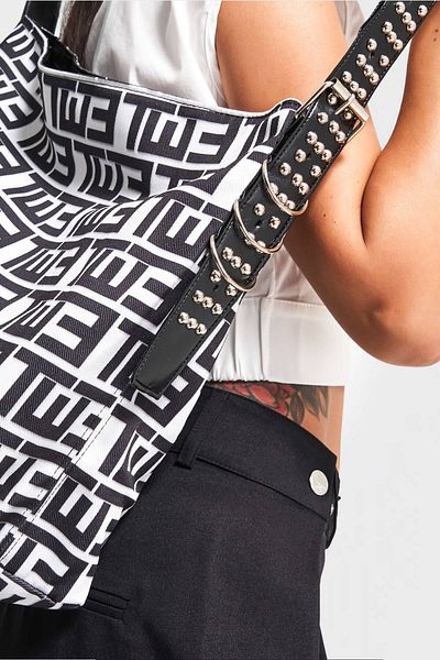 its basic Women's Printed Color Strap Belt Stone Detailed Design Bag